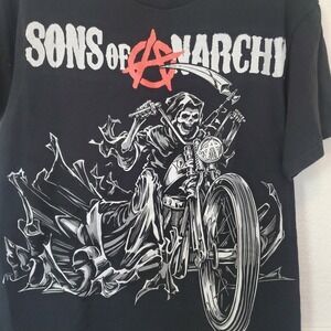 Sons Of Anarchy Biker Tee Shirt S Black Biker Skeleton Skull Reaper Road Gear